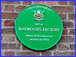 Haywood's Factory plaque